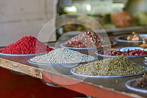 Piles of spices and herbs in the Mahane Yehuda market in Jerusalem