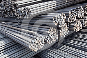 Piles of steel poles photo