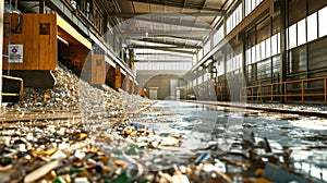 Piles of Trash Inside a Waste Processing Building