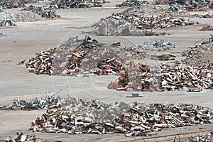 Piles Of Twisted Metal And Debris Litter A Demolition Site