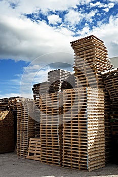 Piles of wooden pallets