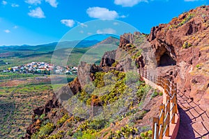 Piletillas village viewed from Cuatro puertas archealogical site at Gran Canaria, Canary islands, Spain photo