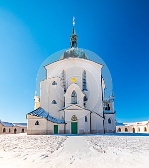 The Pilgrim Church of St. John of Nepomuk on Zelena Hora - Green Mountain, Zdar nad Sazavou, Czech Republic, UNESCO heritage.