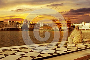 Pilgrim at the golden temple in the city of  Amritsar-India,