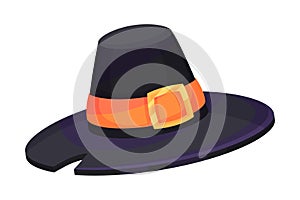 Pilgrim Hat with Belt as Thanksgiving Day Attribute Vector Illustration