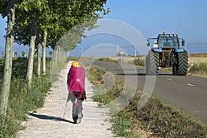 Pilgrim, heavy backpack, Saint James Way