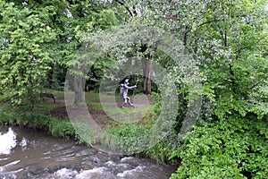Pilgrim to Santiago de Compostela statue in Wasseralfingen, Germany