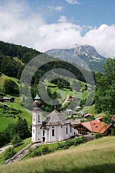 Pilgrimage church of Maria Gern with the mountain Watzmann