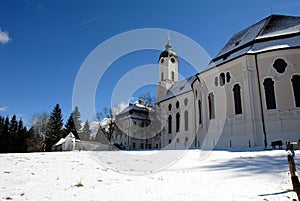 Pilgrimage Church of Wies in snow,Germany