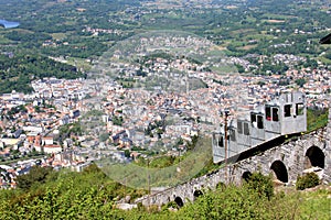 The pilgrimage town of Lourdes from the Pic du Jer photo