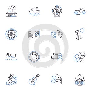 Pilgriming line icons collection. devotion, faith, journey, spiritual, sanctuary, mecca, reverence vector and linear