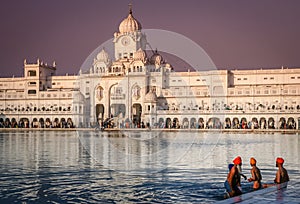 Pilgrims at the Golden Temple in India