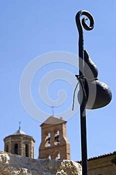 Pilgrims statue and Benedictine monastery, Spain