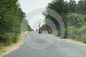 Pilgrims Travelling on National Highway Road in India