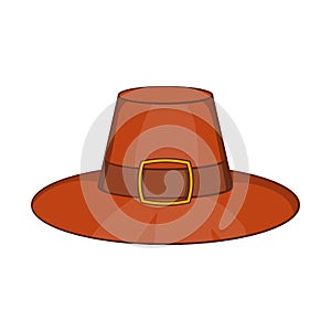 Piligrim hat icon, cartoon style