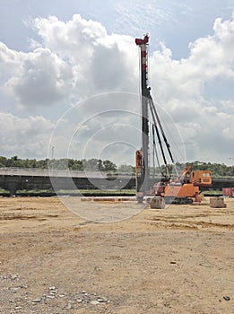 Piling at construction site
