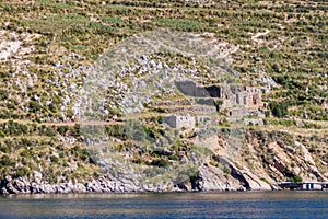 Pilko Kaina ruin on Isla del Sol Island of the Sun in Titicaca lake, Boliv photo