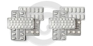 Pill Blister Isolated, Silver Capsule Package, Drugs Packaging, Pill Pack, Pharmacy Box, Medicine Capsules