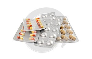 Pill Blister Isolated, Silver Medicine Capsule Package, Drugs Packaging, Pill Pack, Pharmacy Box, Medicine