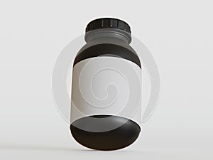 Pill botol black color rendering 3D