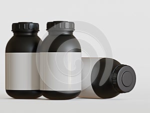 Pill botol black color rendering 3D