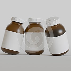 Pill botol brown color rendering 3D