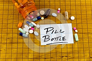 Pill bottle drug medicine pharmaceutical medication pills habit supplements pharmacy prescription drugs