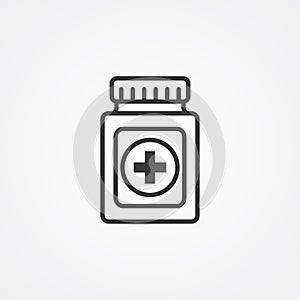 Pill bottle vector icon sign symbol