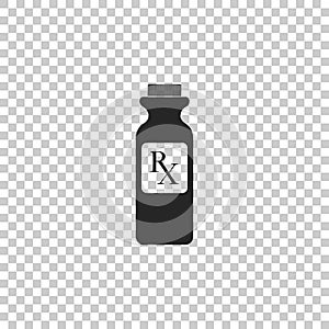 Pill bottle with Rx sign and pills icon isolated on transparent background. Pharmacy design. Rx as a prescription symbol
