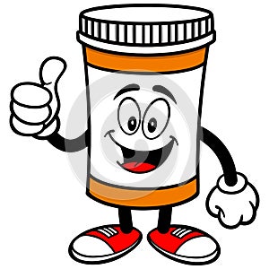 Pill Bottle with Thumbs Up