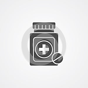 Pill bottle vector icon sign symbol