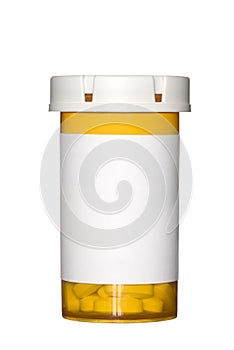 Pill bottle on white background photo