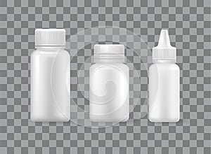Pill Bottles Set Spray Container Isolated 3D Icons