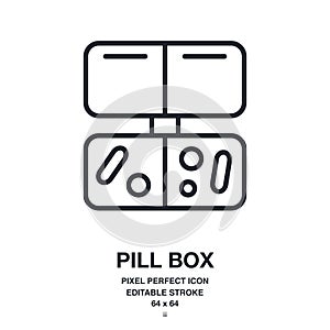 Pill box editable stroke outline icon isolated on white background vector illustration. Pixel perfect. 64 x 64