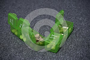 Daily pill box with medical pills