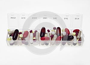 Pill box with variety of pills