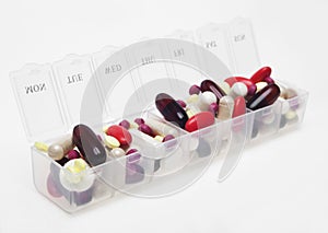Pill box with variety of pills