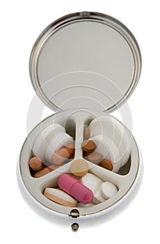 Pill can with tablets
