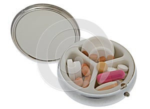 Pill can with tablets