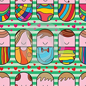 Pill cute love seamless pattern