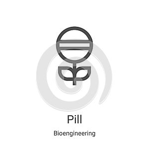 pill icon vector from bioengineering collection. Thin line pill outline icon vector illustration. Linear symbol for use on web and