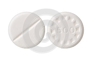 Pill isolated on white background, Paracetamol isolated on white background