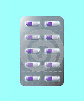 pill packaging isolated on flat background vector illustration