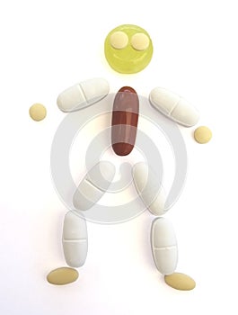 Pill person over white