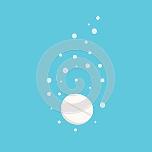 Pill in water. Illustration on white background