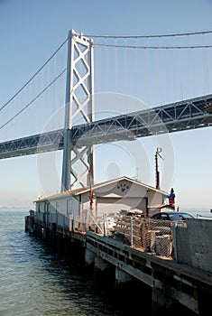 Pillar of Bay Bridge in San Francisco, Bay Area - California