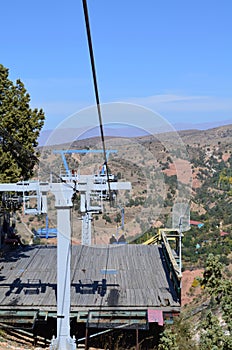 The pillar cable car in the mountains