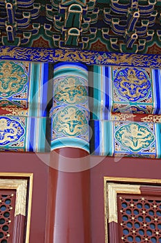pillar and lintels at the temple of heaven in beijing (china)