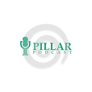 Pillar Podcast Logo Design Vector