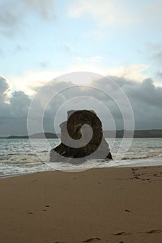 Pillar of rock pummeled by storm waves from the Atlantic